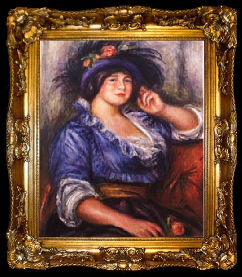 framed  Auguste renoir Young Girl with a Rose, ta009-2